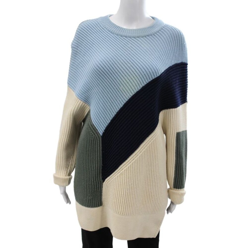 Prabal Gurung Unisex Pullover Beige Geometric Crewneck Wool Size M